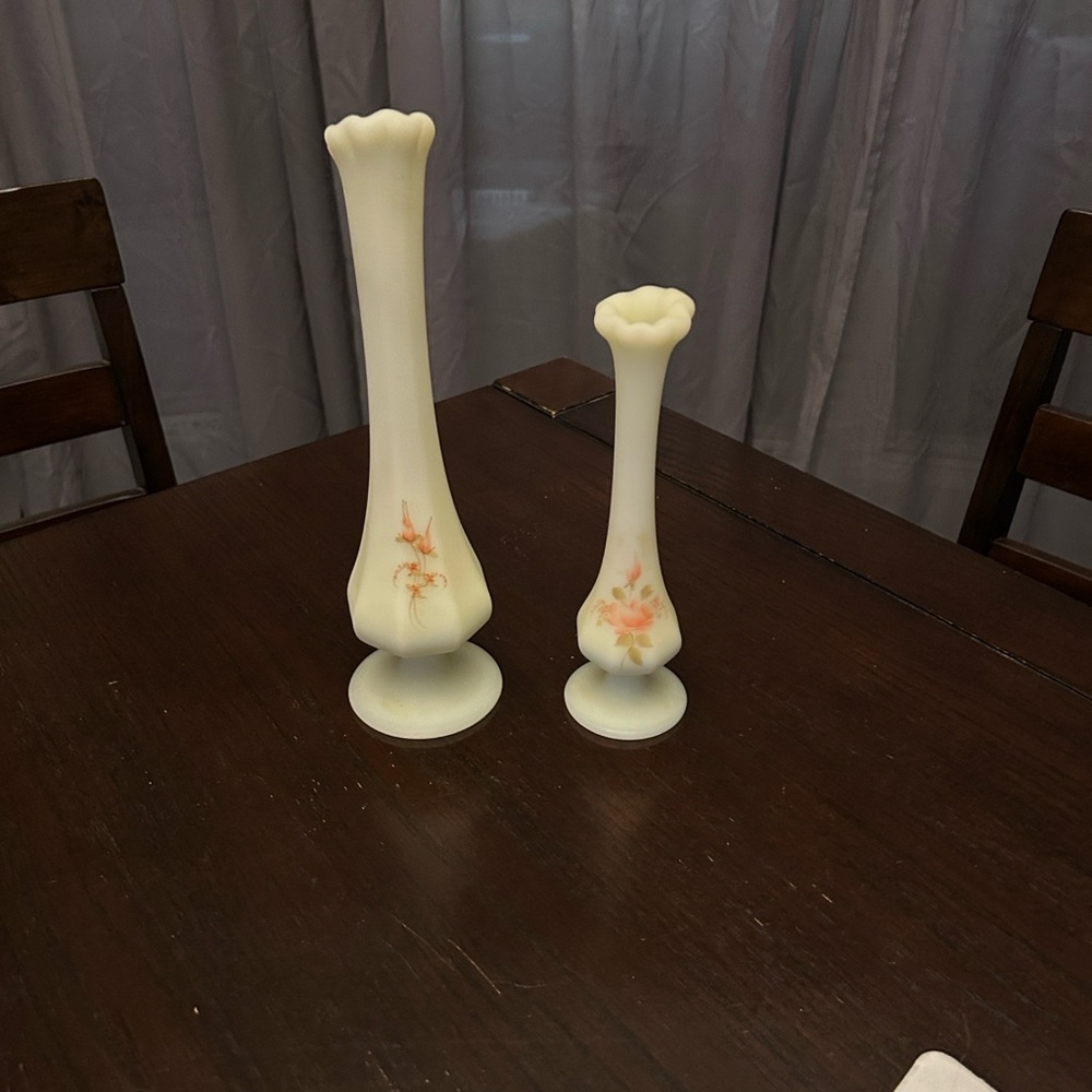 Elegant Cream Floral Vases Set